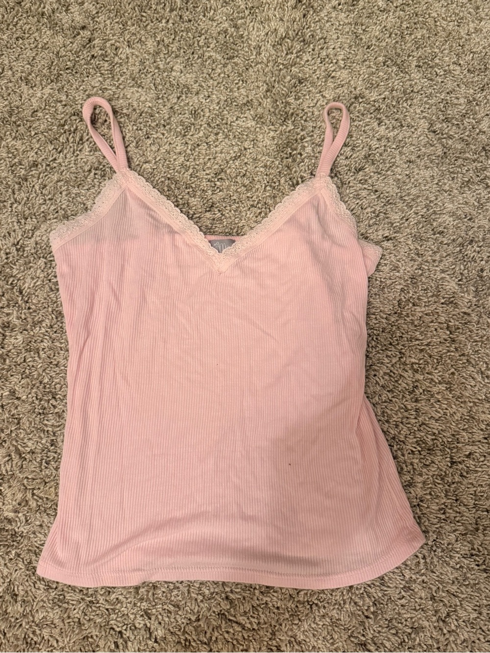 Tilly's Light Pink Ribbed Lace Trim Camisole